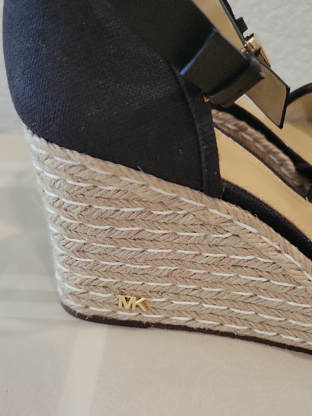 Michael Kors Black Espadrille Wedge Sandals with Ankle Strap - Picture 5 of 9